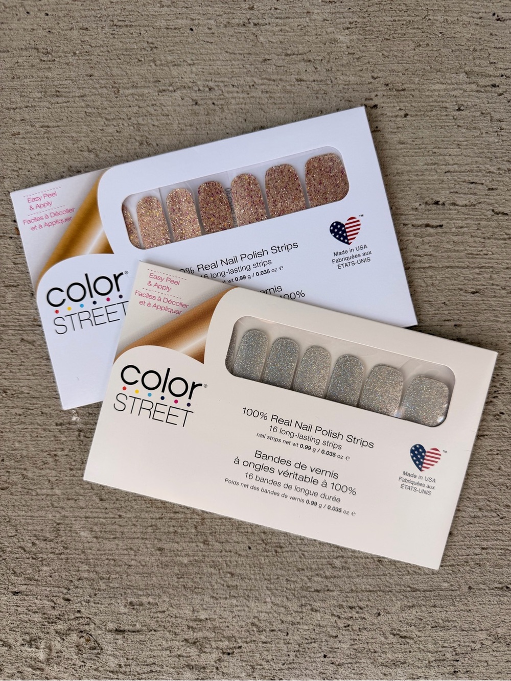 Color Street Glitter Nail Polish Strips - Champagne & Silver New Sealed RARE